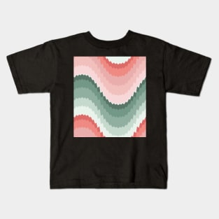 Bargello waves pattern pink and green Kids T-Shirt